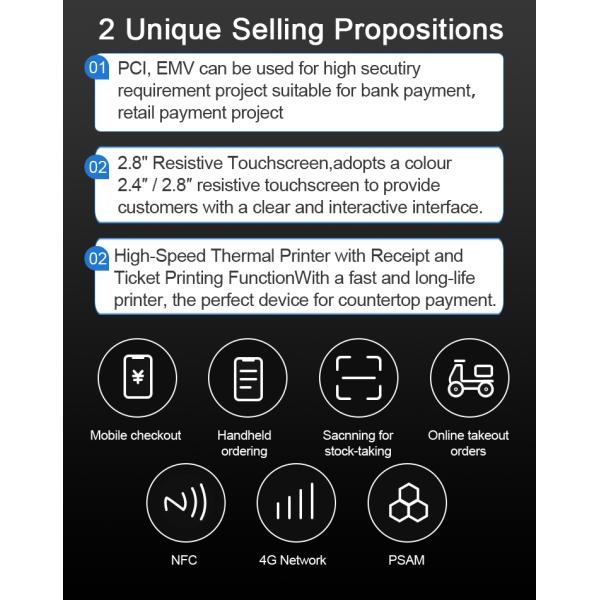 Bluetooth MPOS Android Systems & Services Payment Linux POS Terminal 2.8 Inch Screen