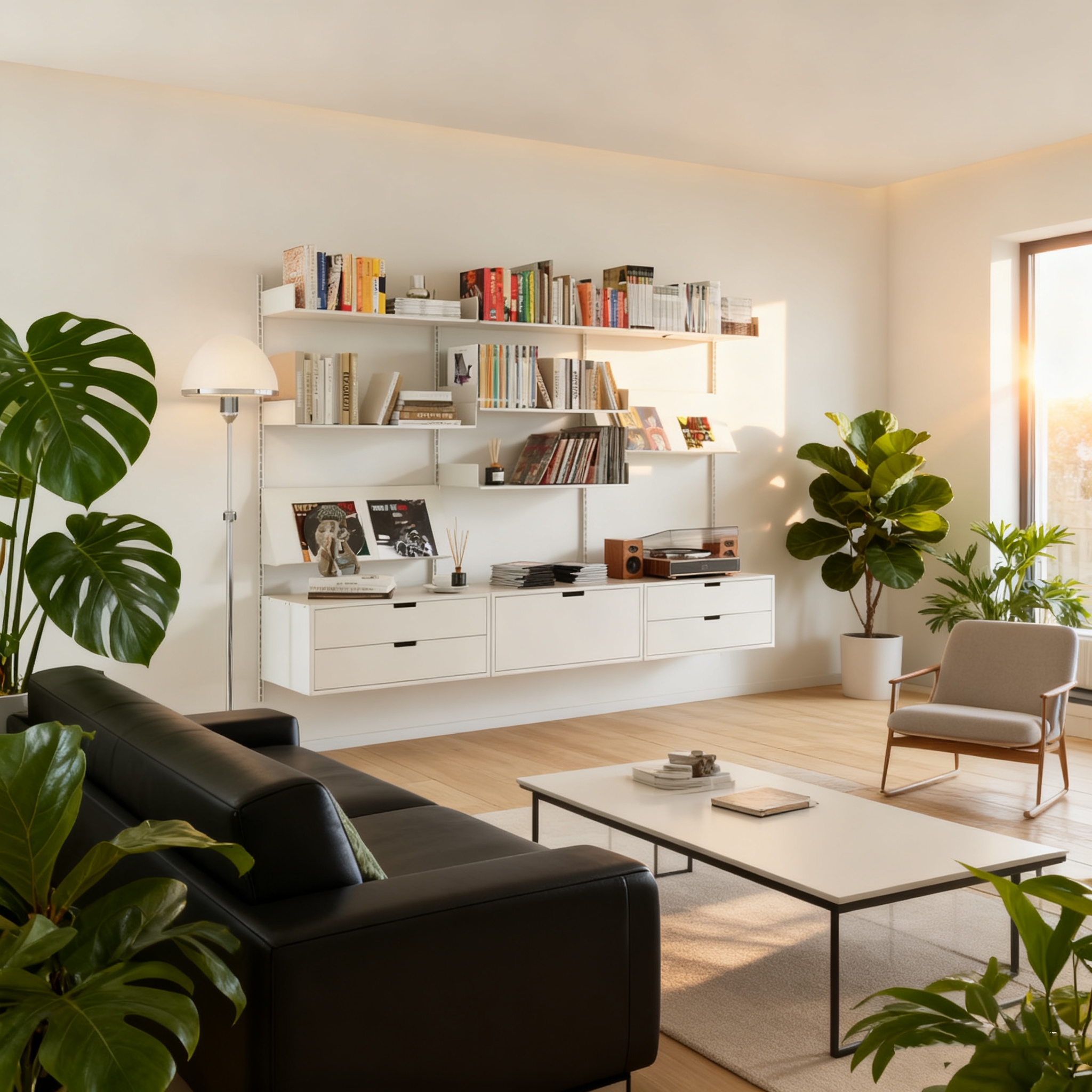 Minimalist Steel Float Modular Wall Shelving System White Coated Multifunction Living Room Storage & Display Easy Assembly