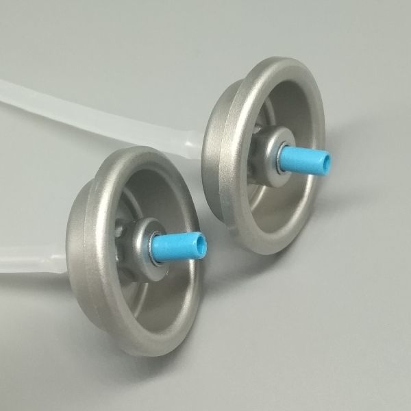 Close-up view of One-inch Powder Spray Valve showing nozzle detail