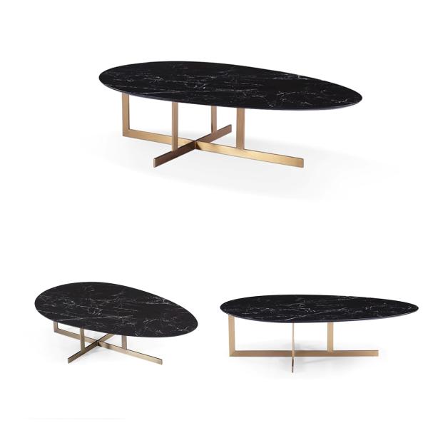 Aria Asymmetric Ceramic Marble Ceramic Coffee Table Luxurious