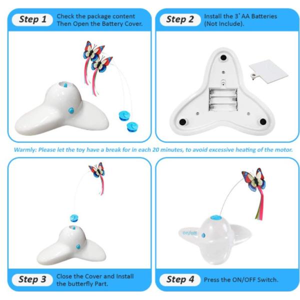 Exercise Electric Interactive Butterfly Flutter Rotating Kitten Toys