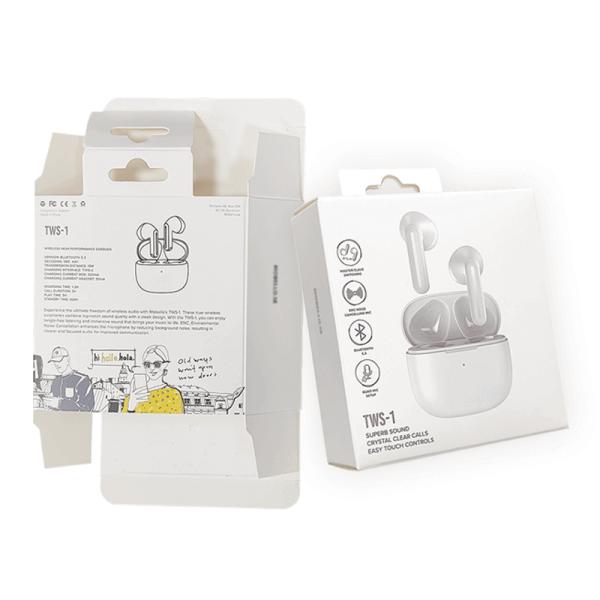 Custom Logo Printing Paper Box Reverse Direct Tuck Design for Earphone Headset Earpiece