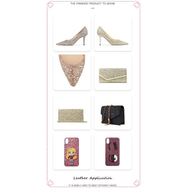 Sequins Bright Glitter PU Leather Printed Artificial PU Material