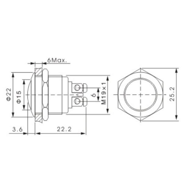Ball Head 19mm 1NC Panel Mount Push Button Switch Waterproof Momentary