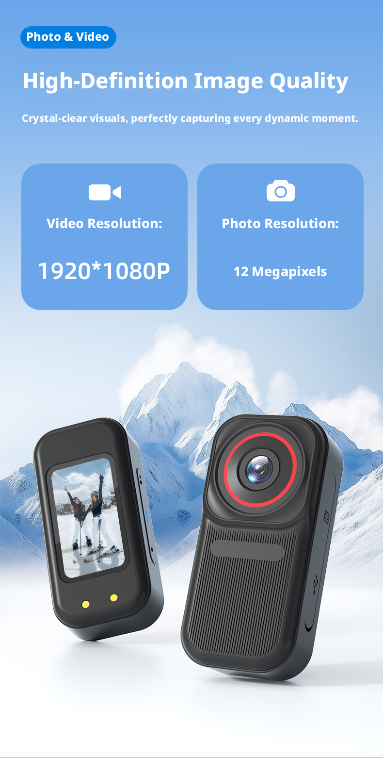 Mini Portable Action Camera WiFi Pet Camera Lightweight Loop Recording for Kids Pet Lovers Travel and Teens Beginners Vlog