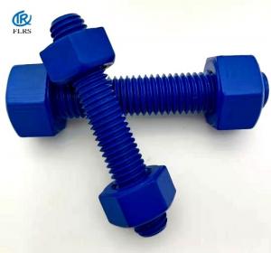 Quality Polytetrafluoroethylene Coated Steel Stud Bolts PTFE Double Ended Threaded Bolt With Nuts for sale