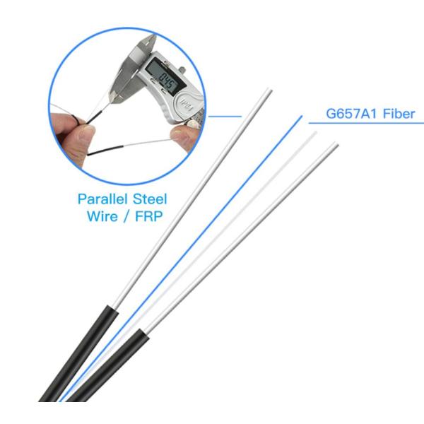 Outdoor Indoor 1 Core 2 Core FTTH Drop Cable With Messenger