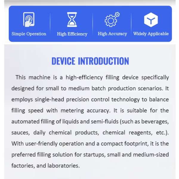 Single-head High Precision High-speed Filling Machine for Liquid and Paste Applications