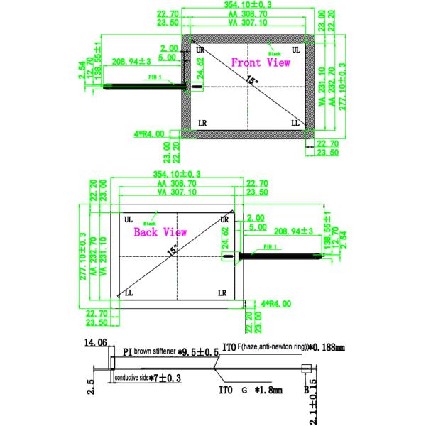 Flat 5W RTP 5 Wire Resistive Touch Panel For Endurable Industry LCD Display Monitor