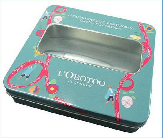 Window Hinged Gift Card Tin storage containers 221x162x25 mm