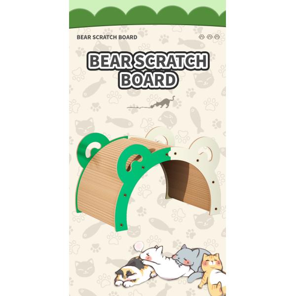Multi-Functional Cat Bed Scratcher with Adorable Bear Shape and Customization Options
