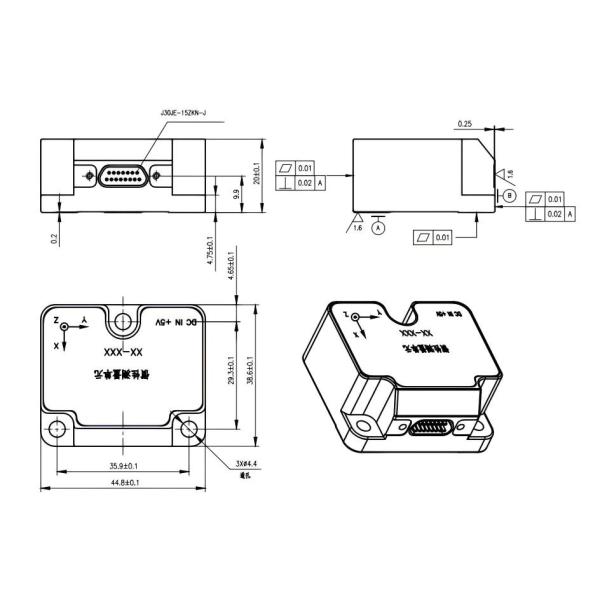 Three-Axis Gyro Accelerometer Integrated Inertial Measurement Unit with RS422 Output