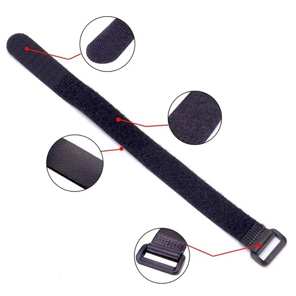 Black Hook And Loop Cable Straps Nylon Self Gripping Straps Reusable For USB Cables