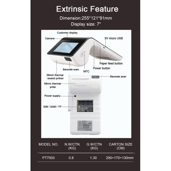 Portable Android 9.0 Smartphone POS System Machine Dual Screen
