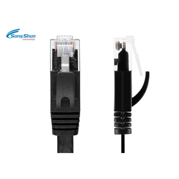 Flat Black Patch Cable Wiring , 250MM 26AWG Cat 5 RJ45 Ethernet Patch Cable