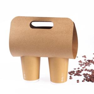 China 350g Kraft Single Double Cup Takeaway Coffee Cups Holder on sale