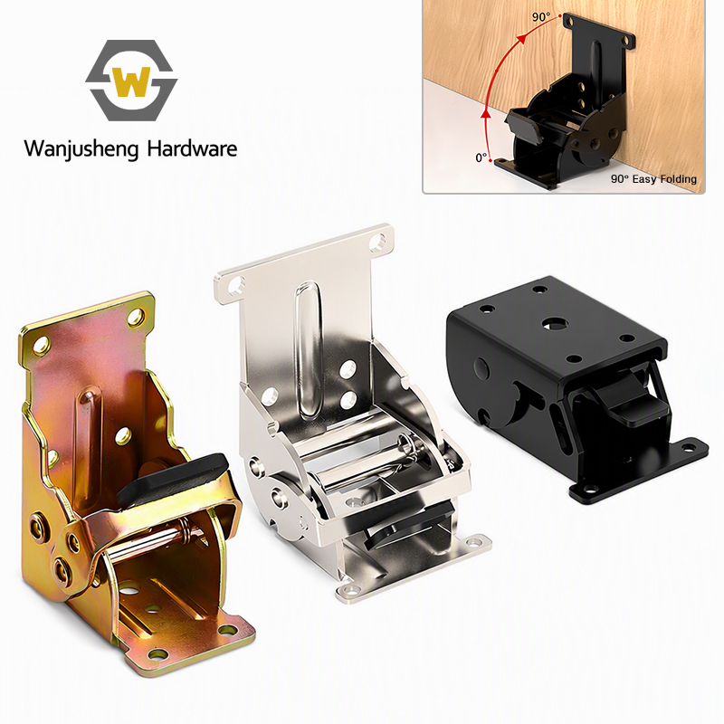 90 Degree Folding Self Locking Hinge Silver Table Leg Coffee Table Connecting Hinge Furniture Fixing Hardware Accessories