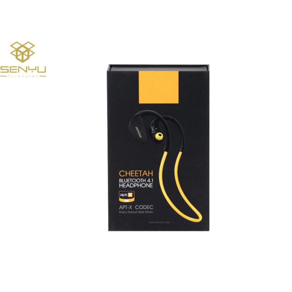 Black Mobile Accessories Packaging Earphone Headphone Packaging Box Window Opening