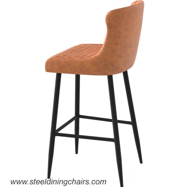 Brown Upholstered 105cm Synthetic Leather Counter Height Bar Stools With Backs