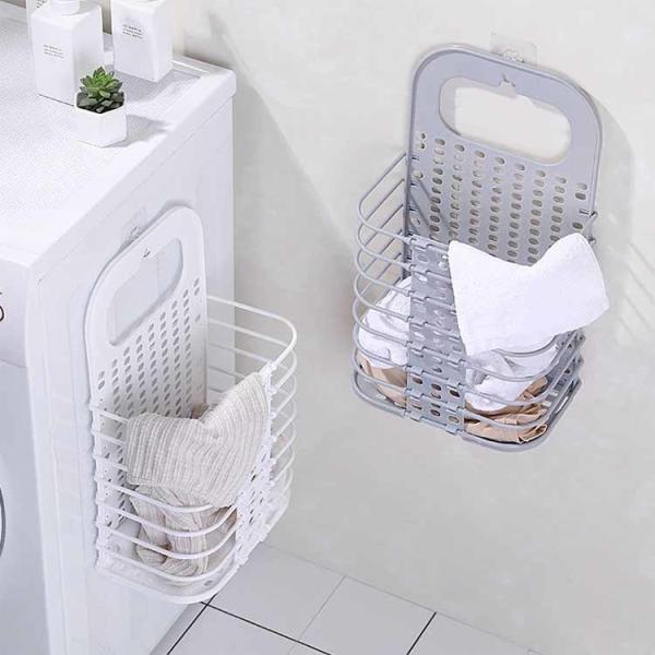 Waterproof Bathroom Collapsible Laundry Hamper Multifunction Wall Mounted Portable