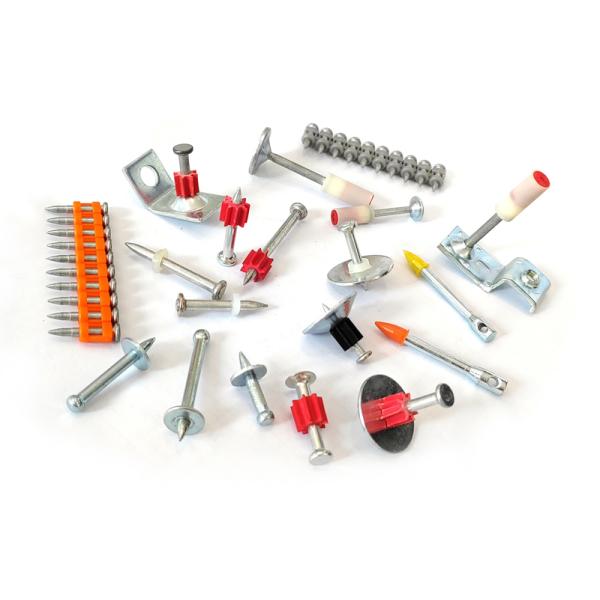 General Head Diameter Silver Galvanized Shoot Nails with Red Rubber Washer 100 pcs PACK