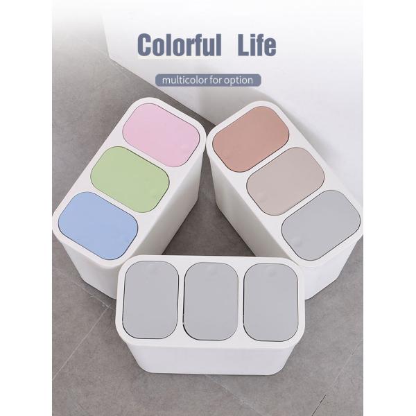 Rectangular Plastic Trash Can With 3 Compartments BROFLY Sorting Garbage Bin