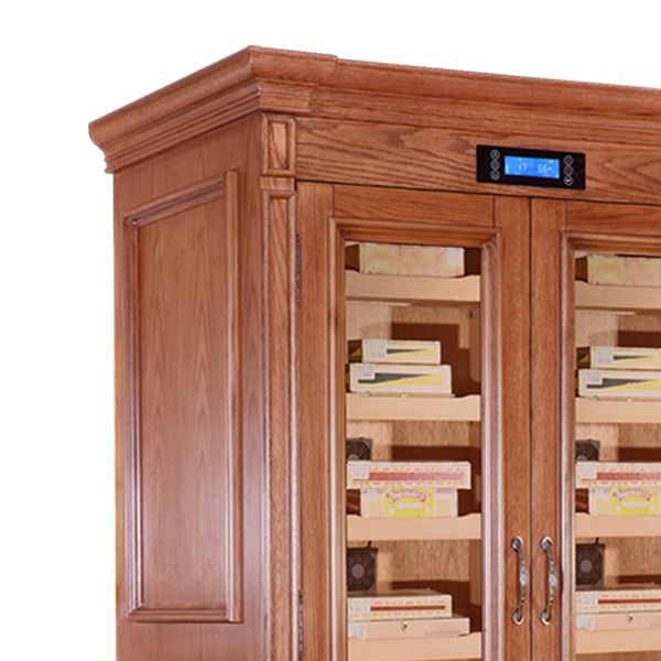 Solid Wood Dual-Door Cigar Cooler Humidifier Cabinet With Secure Locking Solid Wood Dual-Door Cigar Cooler Humidifier Cabinet With Secure Locking