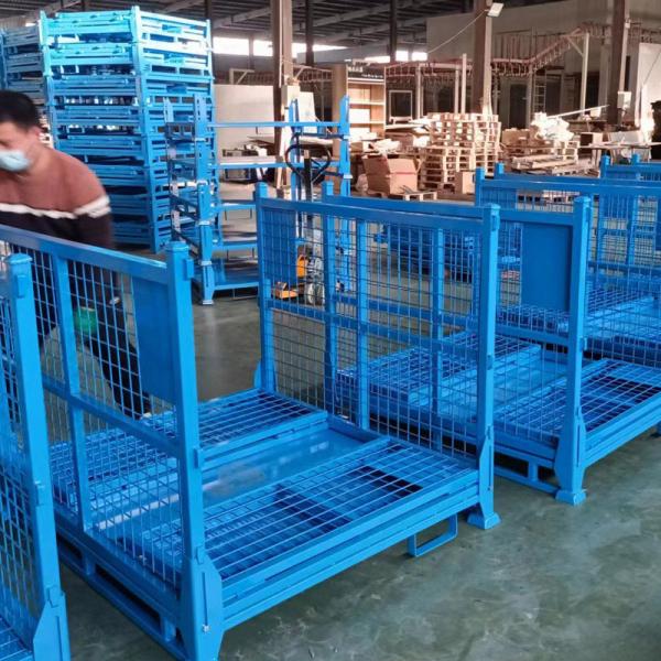 Collapsible Folding Stackable Metal Pallet Box Q235 Steel Warehouse Storage Cage