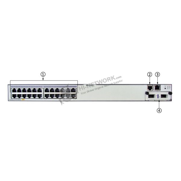 front-panel-s5700-28c-pwr-ei-datasheet Huawei Switch S5700-28C-PWR-EI with 2 Extended Slots Pluggable Fan Modules and Forced Air Cooling