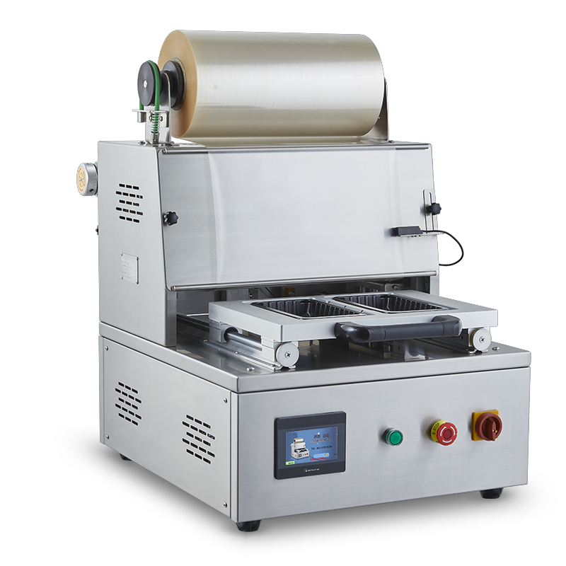 Desktop Modified Atmosphere Control Precise Gas Injection Tray Sealing Machine DQ400T-E with Food Grade 304 Stainless Steel and 6061 Anodized Aluminum