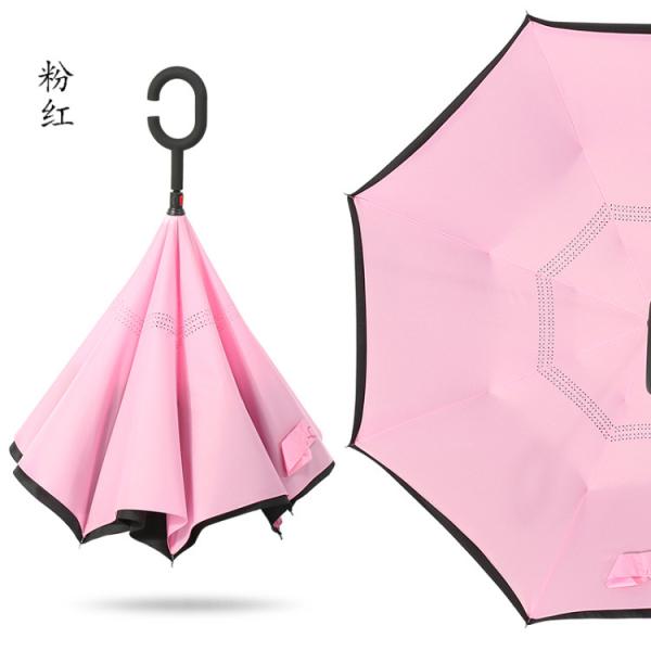 Windproof Double Layer Reverse Umbrella Foldable Reversible Automatic C-Standing Umbrella