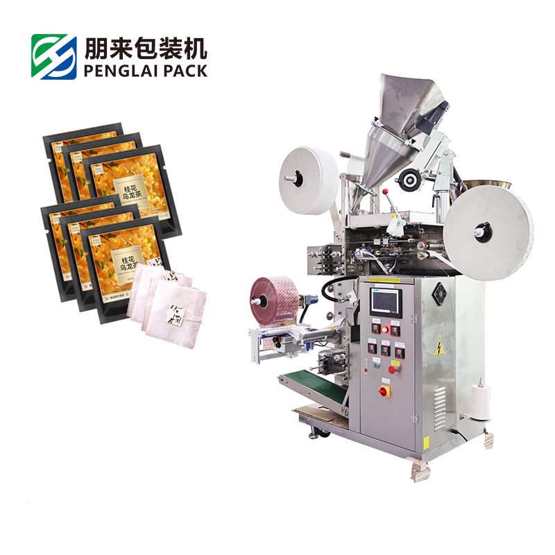 Factory Price Automatic Inner and Outer Sachet Triangle Nylon Tea Bag Packing Machine Pyramid Tea Bag Packing Machine flat  tea bag 