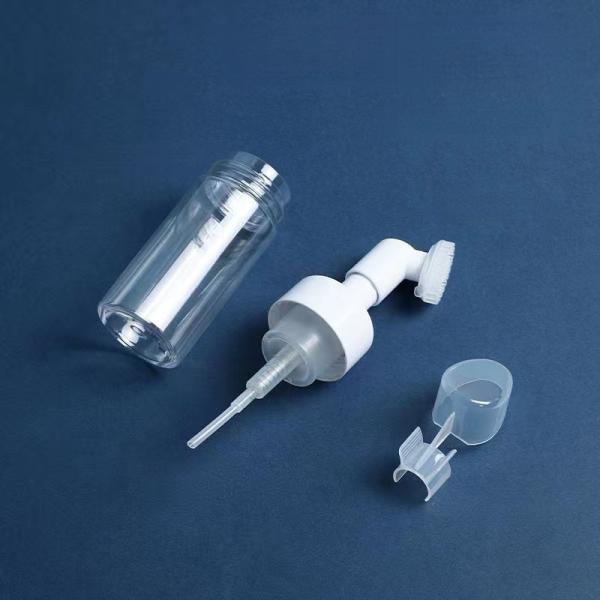Plastic Silicone Brush Foam Bottle with Hybrid Functionality for Gentle Massaging and Sanitary Cosmetic Application