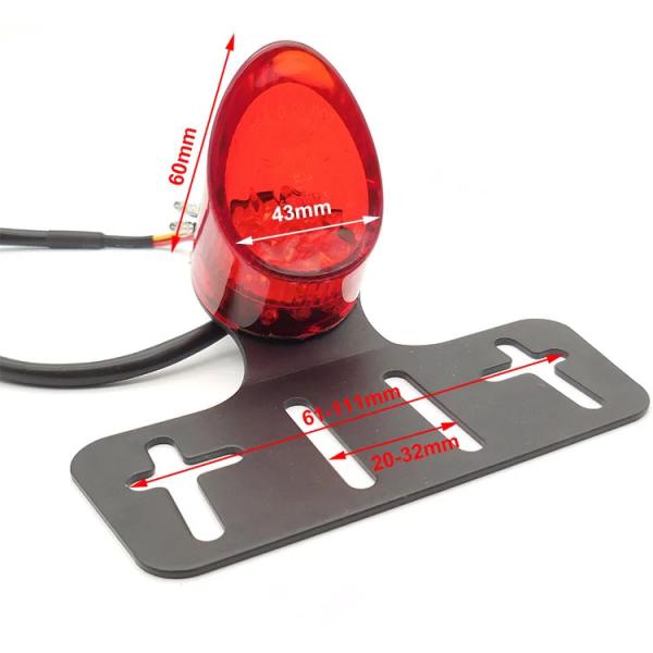 Motorcycle LED Tail Lights 12V Red/White Light with Bracket