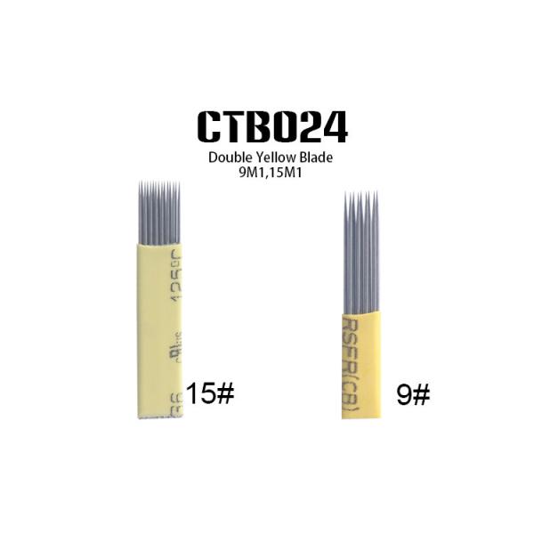Yellow Shading Blade Microblading Needles Eyebrow Tattoo Double Rows