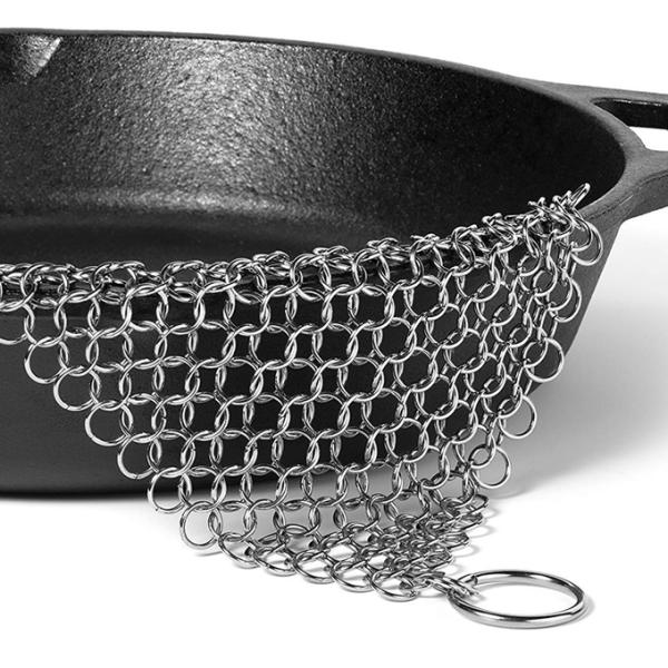 6'' Ss Round Cookware Chainmail Scrubber Cleaning Cast Iron Pan