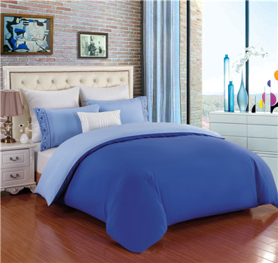 Polyester Cotton Duvet Cover Set Solid Bedding Set Fitted Sheet Pillowcase Queen/King