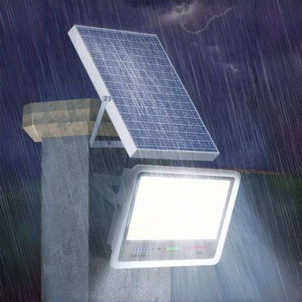 Solar flood light installation options and mounting hardware