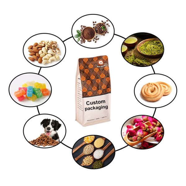 Recyclable PET Custom Printed 200g 500g 1kg Square Bottom Coffee Bean Packaging Box Pouch Smell Proof 5lb Coffee Bag Milk Jelly