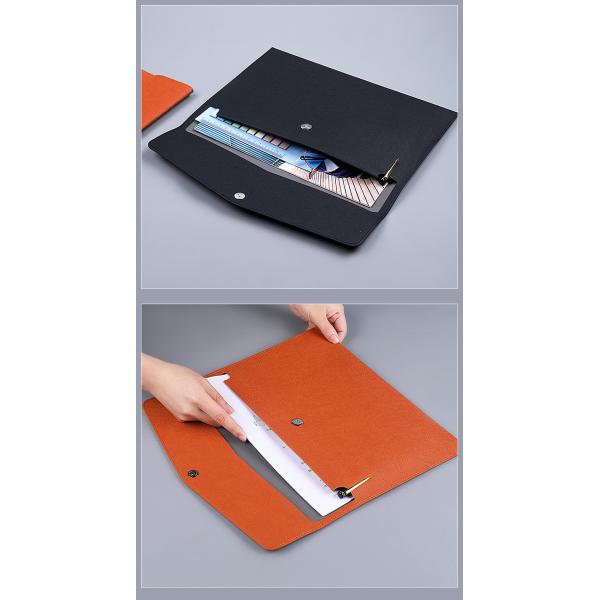 Customized Logo Waterproof PU Leather A4 File Folder Document Holder with File Pocket