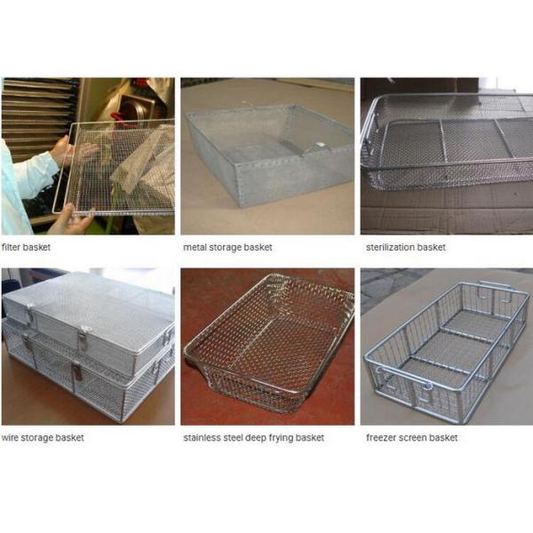Sterilization Stainless Steel Wire Mesh Baskets , Woven Rectangular Wire Mesh Basket