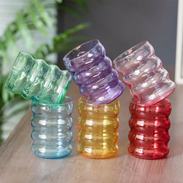 High Borosilicate Creative Ripple Drinking Glasses Coffee Cups Transparency Painted Color 300ml