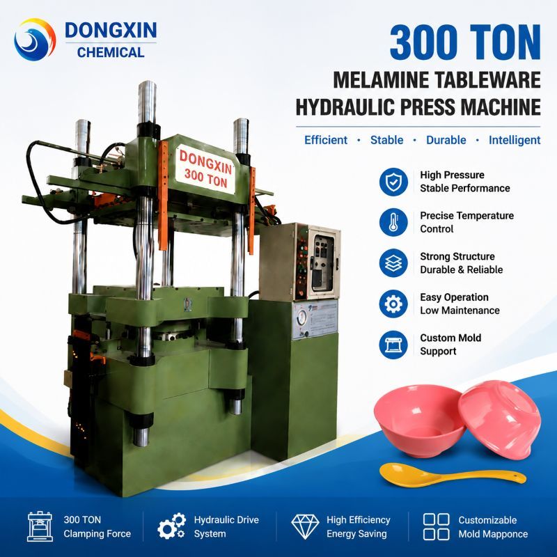 Melamine tableware moulding machine in industrial setting