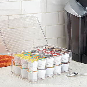 Plastic Condiment Organizer and Tea Bag Holder - 8-Compartment Kitchen Pantry/Countertop Storage Caddy - Divided Chip