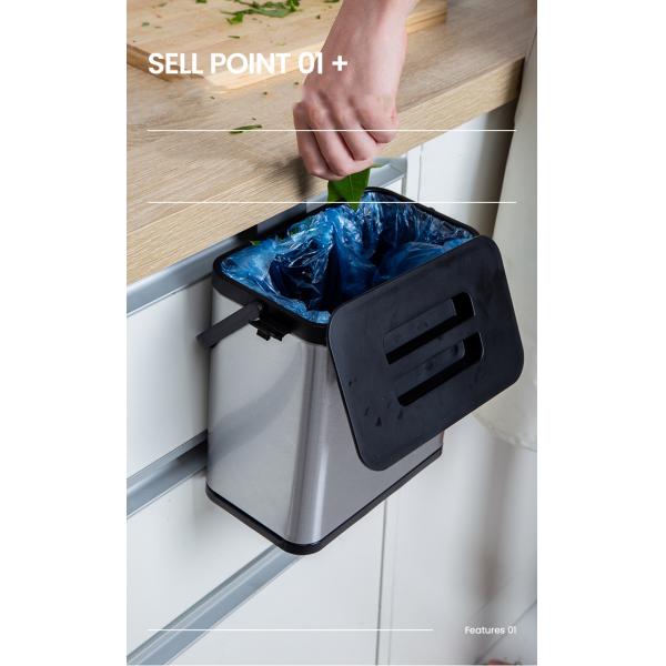 Hanging Kitchen Bin Stainless Steel square Trash Bin Black Mini Small for Kitchen