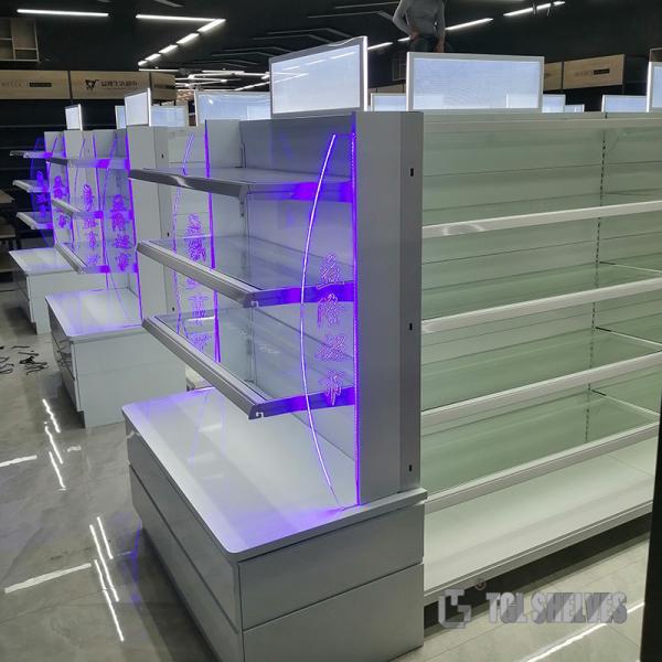 Buy Milk White Supermarket Display Racks Morden Cold Rolled Steel Material For Grocery at wholesale prices