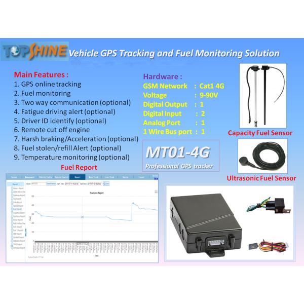 4G Cat1 GPS Car Tracker With Button Identify Driver ID Two Way Communication