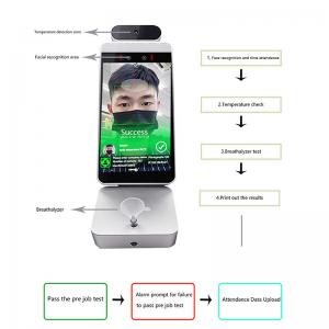 Quality Face Recognition Time Attendance 8 Inch Temperature And Alcohol Testing for sale