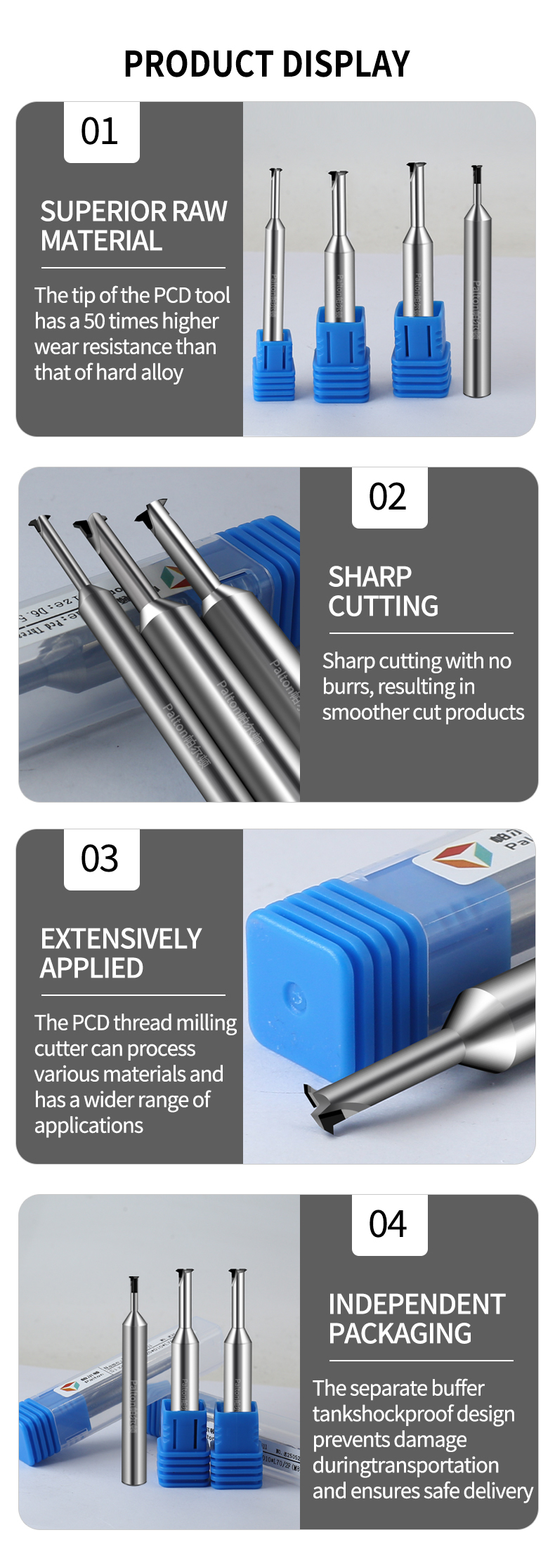 Precision Threading PCD Milling CNC Cutting Tool Router Bit 2 Tooth