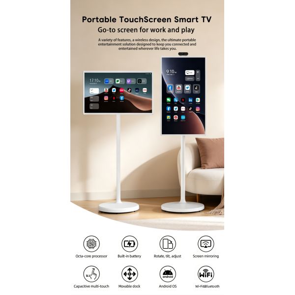 Smart LCD TV Portable and Movable Intelligent Interactive High Brightness Display for Learning Office and Entertainment